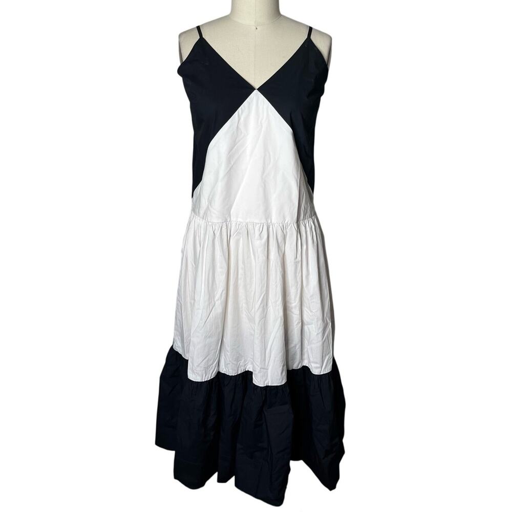 Banana Republic NWT Cotton Poplin Tiered Colorblock Midi Dress Size S Pockets